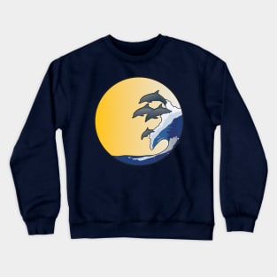 Dolphins riding wave Crewneck Sweatshirt